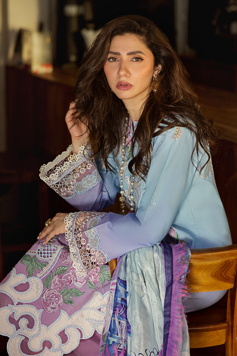 Mushq Manaram Embroidered Lawn Unstitched 3Pc Suit - Whispering Melody