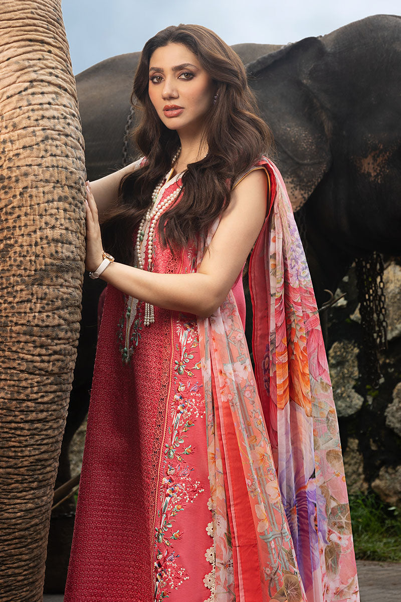 Mushq Manaram Embroidered Lawn Unstitched 3Pc Suit - Eternal Radiance