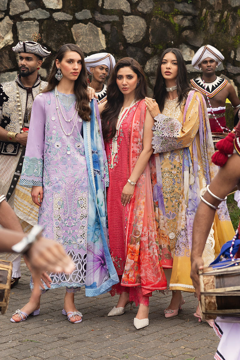 Mushq Manaram Embroidered Lawn Unstitched 3Pc Suit - Eternal Radiance