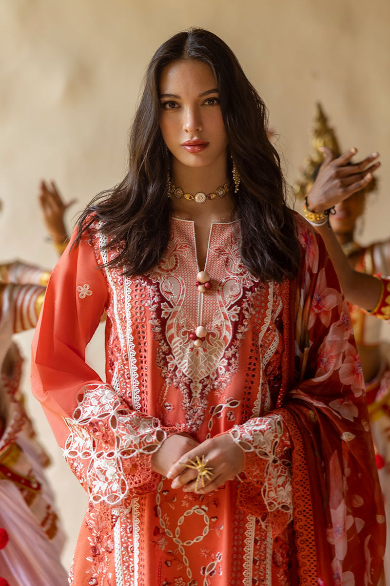 Mushq Manaram Embroidered Lawn Unstitched 3Pc Suit - Starry Side