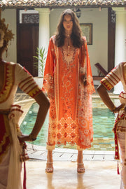 Mushq Manaram Embroidered Lawn Unstitched 3Pc Suit - Starry Side