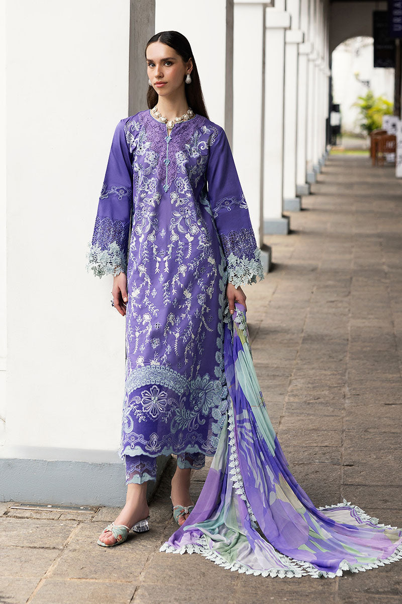 Mushq Manaram Embroidered Lawn Unstitched 3Pc Suit - Luminous Essence