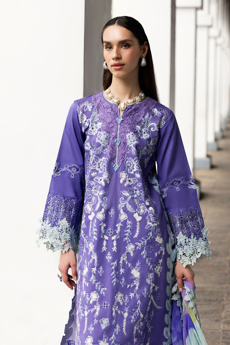 Mushq Manaram Embroidered Lawn Unstitched 3Pc Suit - Luminous Essence