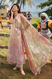Mushq Manaram Embroidered Lawn Unstitched 3Pc Suit - Tranquil Spark