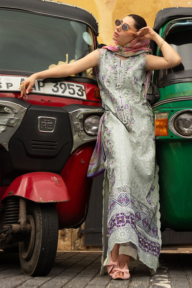 Mushq Manaram Embroidered Lawn Unstitched 3Pc Suit - Beaming Drift