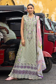 Mushq Manaram Embroidered Lawn Unstitched 3Pc Suit - Beaming Drift