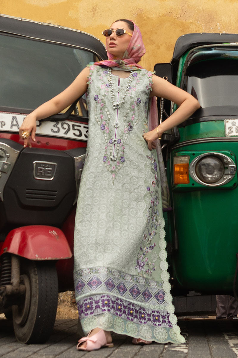 Mushq Manaram Embroidered Lawn Unstitched 3Pc Suit - Beaming Drift