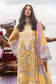 Mushq Manaram Embroidered Lawn Unstitched 3Pc Suit - Gold Glow