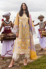 Mushq Manaram Embroidered Lawn Unstitched 3Pc Suit - Gold Glow