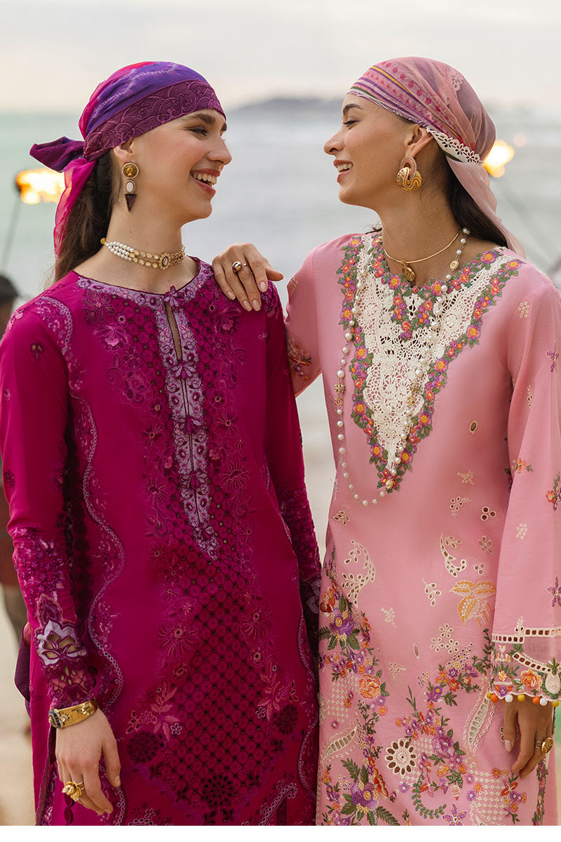 Mushq Manaram Embroidered Lawn Unstitched 3Pc Suit - Twinkling Tempos