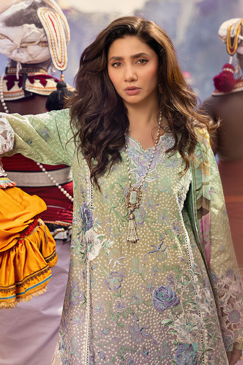 Mushq Manaram Embroidered Lawn Unstitched 3Pc Suit - Glittering Grace