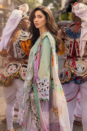 Mushq Manaram Embroidered Lawn Unstitched 3Pc Suit - Glittering Grace