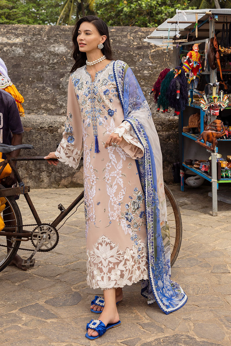 Mushq Manaram Embroidered Lawn Unstitched 3Pc Suit - Glistening Groove
