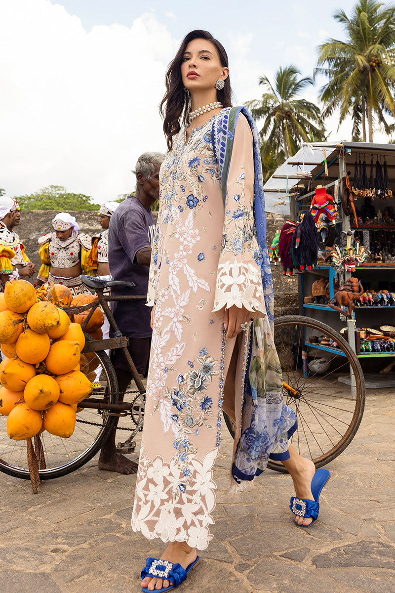 Mushq Manaram Embroidered Lawn Unstitched 3Pc Suit - Glistening Groove