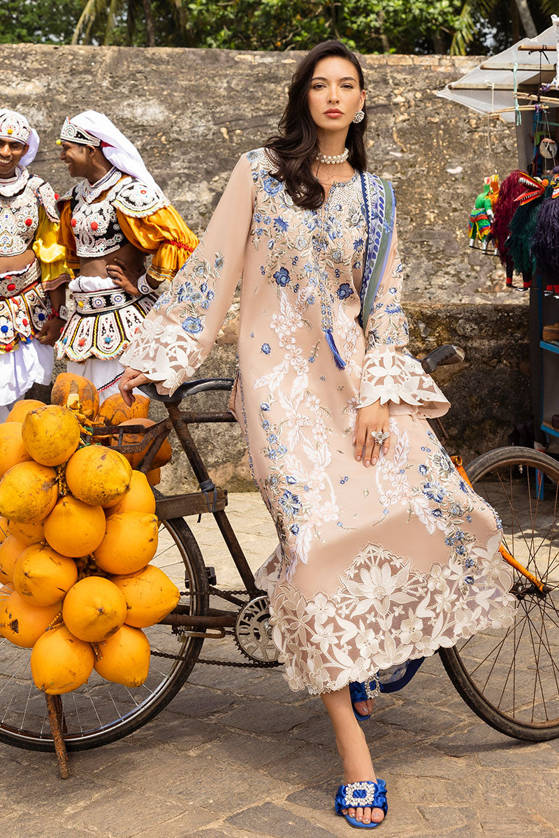 Mushq Manaram Embroidered Lawn Unstitched 3Pc Suit - Glistening Groove