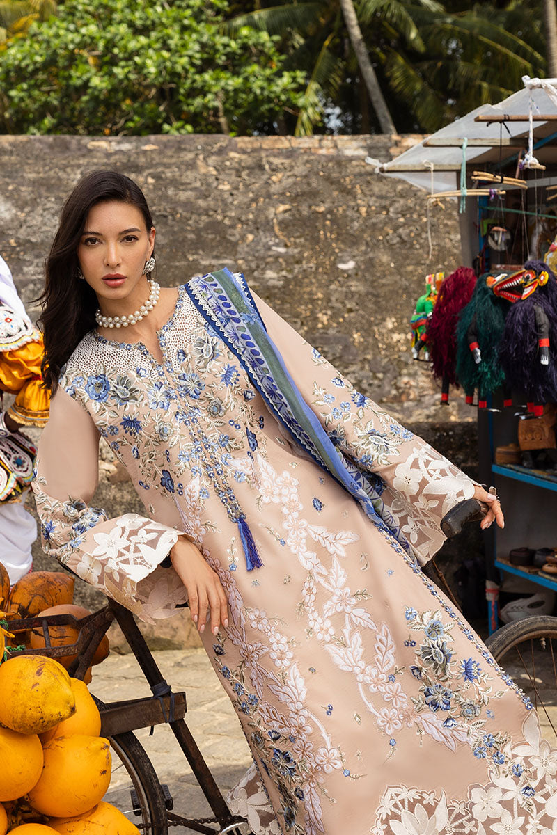 Mushq Manaram Embroidered Lawn Unstitched 3Pc Suit - Glistening Groove