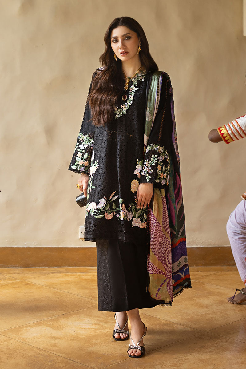 Mushq Manaram Embroidered Lawn Unstitched 3Pc Suit - Dazzling Glimmer
