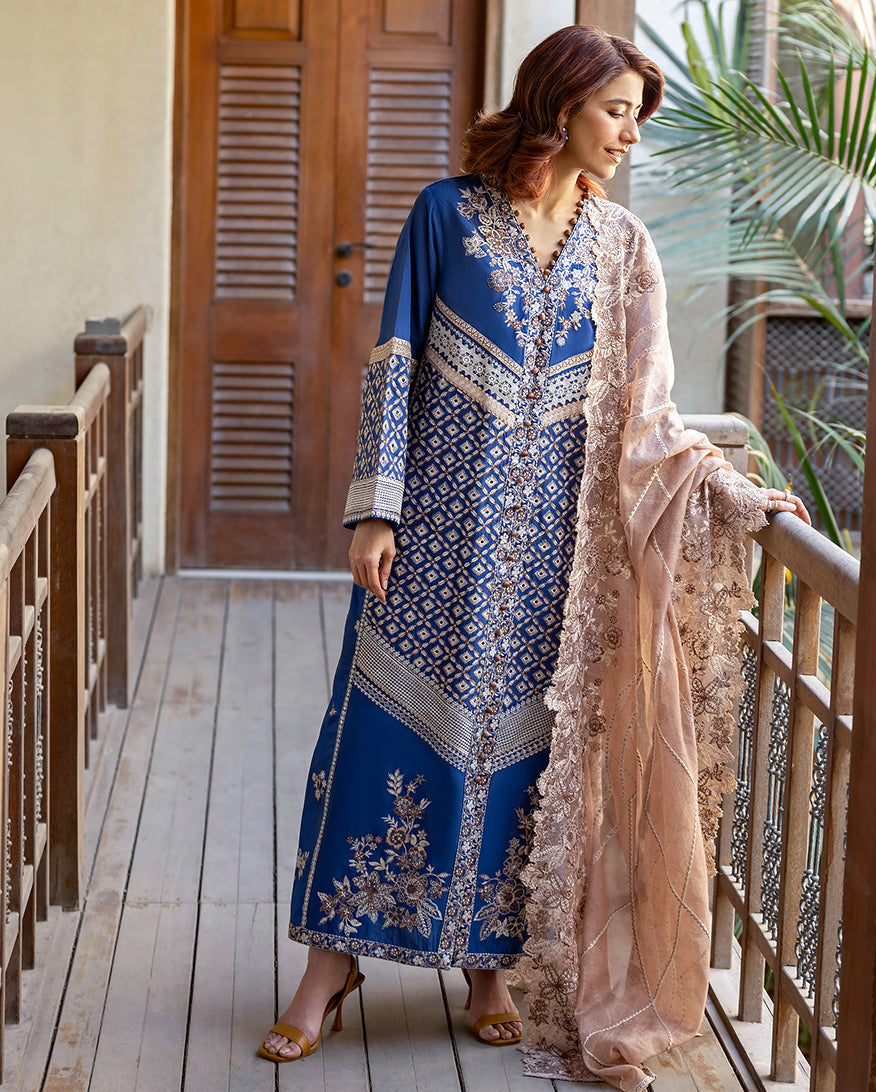 Mushq Astoria Festive Lawn Unstitched Embroidered 3Pc Suit - Zenith