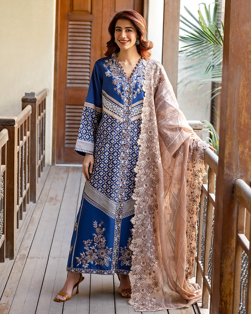 Mushq Astoria Festive Lawn Unstitched Embroidered 3Pc Suit - Zenith