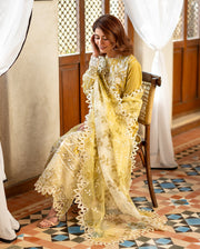 Mushq Astoria Festive Lawn Unstitched Embroidered 3Pc Suit - Evadne