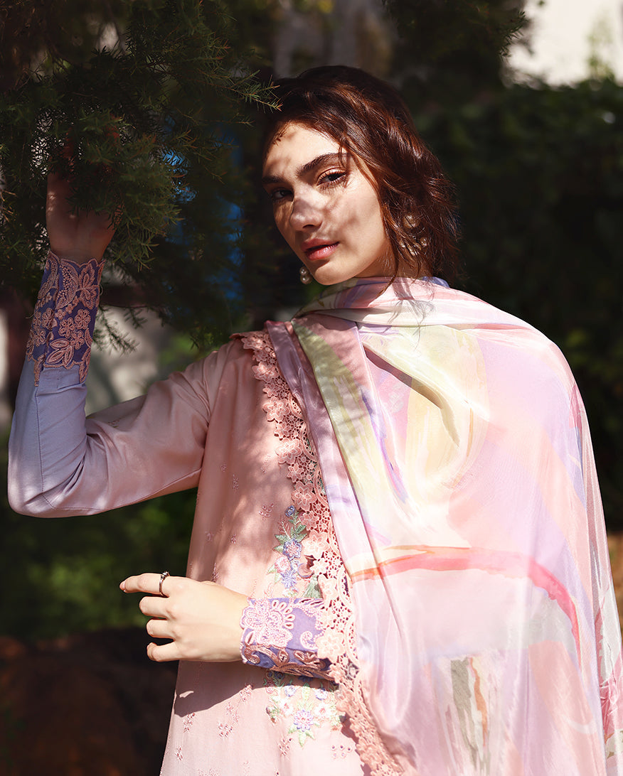Mushq Solace Ombre Chikankari Lawn Unstitched 3Pc Suit - Morning Veil