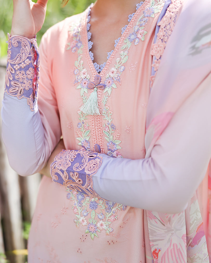 Mushq Solace Ombre Chikankari Lawn Unstitched 3Pc Suit - Morning Veil