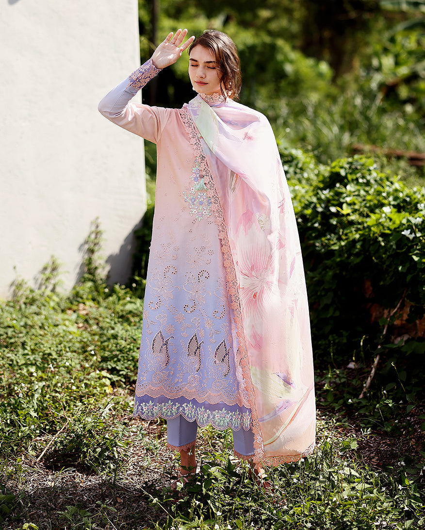 Mushq Solace Ombre Chikankari Lawn Unstitched 3Pc Suit - Morning Veil