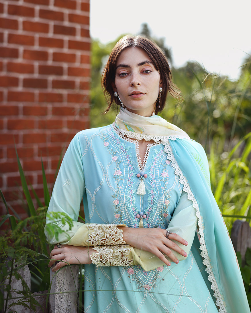 Mushq Solace Ombre Chikankari Lawn Unstitched 3Pc Suit - Ethereal Pause