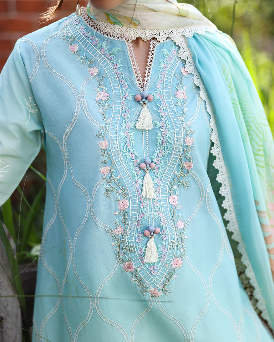 Mushq Solace Ombre Chikankari Lawn Unstitched 3Pc Suit - Ethereal Pause