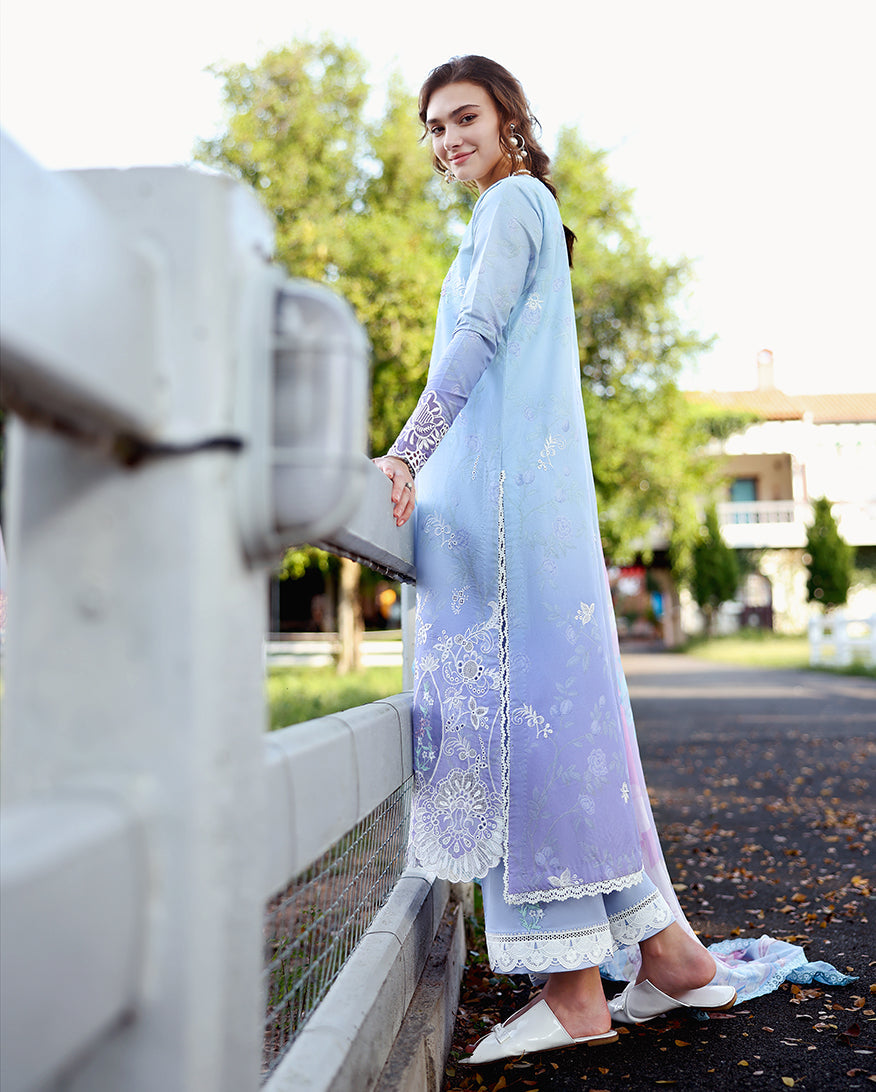 Mushq Solace Ombre Chikankari Lawn Unstitched 3Pc Suit - Ombre Whisper