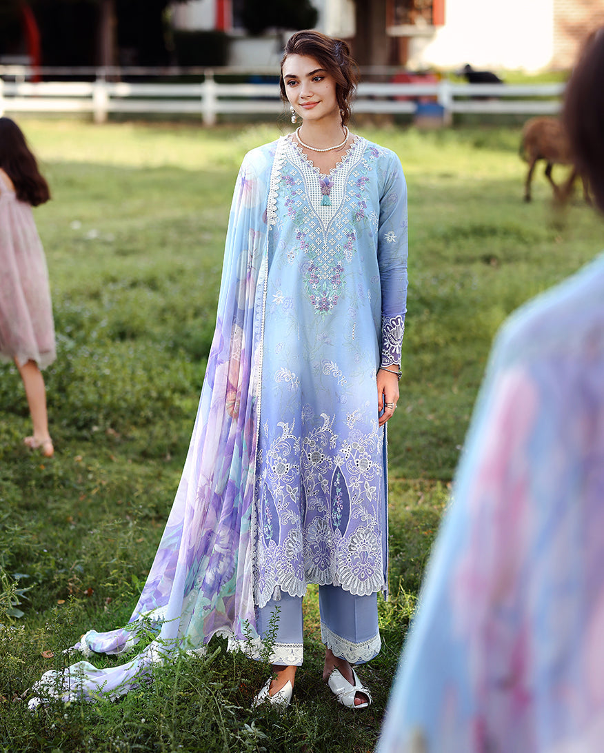 Mushq Solace Ombre Chikankari Lawn Unstitched 3Pc Suit - Ombre Whisper