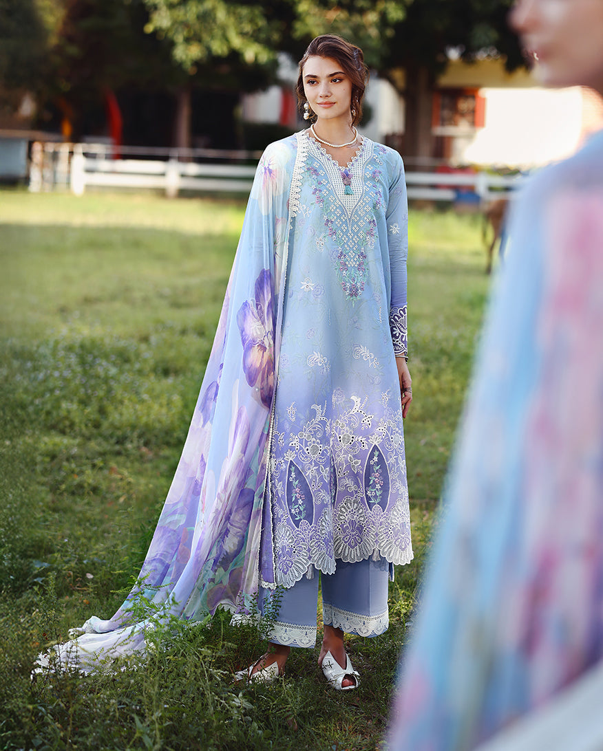 Mushq Solace Ombre Chikankari Lawn Unstitched 3Pc Suit - Ombre Whisper
