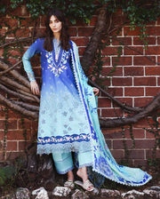 Mushq Solace Ombre Chikankari Lawn Unstitched 3Pc Suit - Moonlit Ease