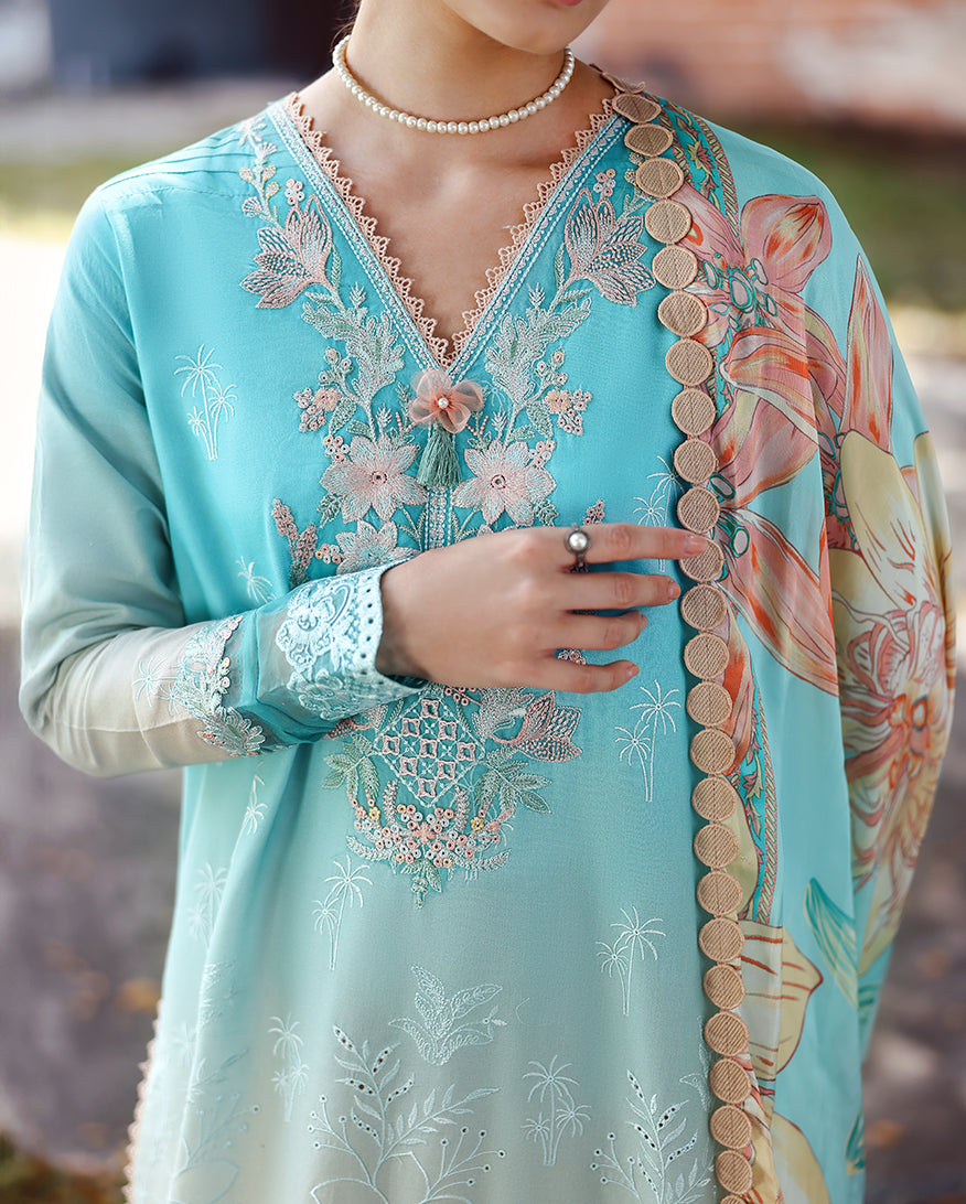 Mushq Solace Ombre Chikankari Lawn Unstitched 3Pc Suit - Whispered Dawn