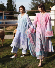 Mushq Solace Ombre Chikankari Lawn Unstitched 3Pc Suit - Faint Blossom