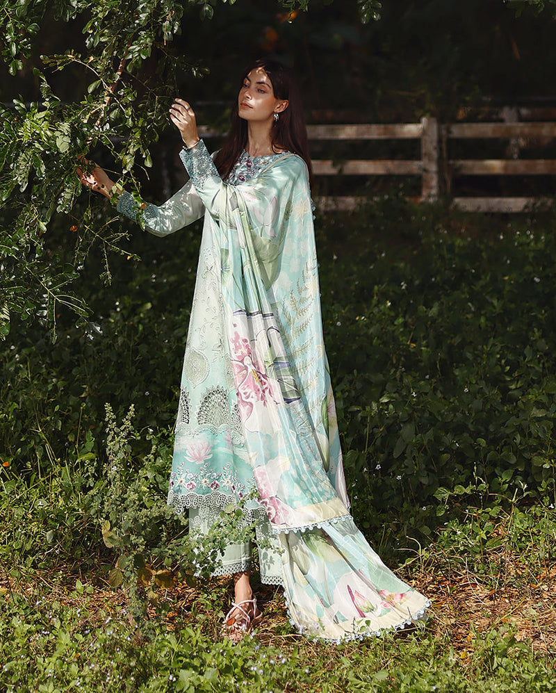 Mushq Solace Ombre Chikankari Lawn Unstitched 3Pc Suit - Tranquil Muse