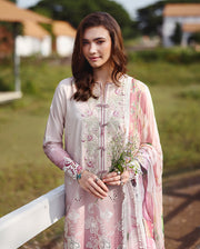 Mushq Solace Ombre Chikankari Lawn Unstitched 3Pc Suit - Dew Drift