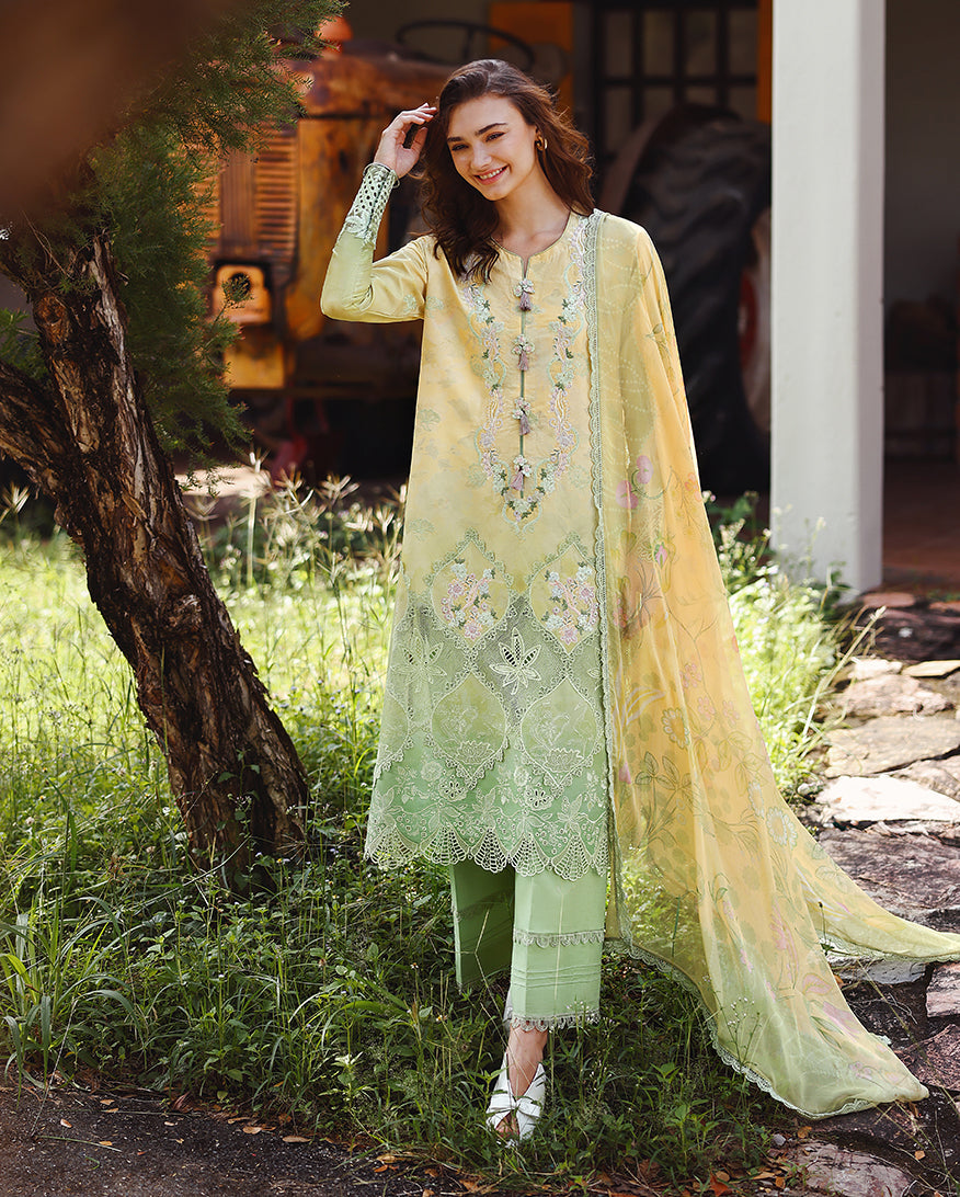 Mushq Solace Ombre Chikankari Lawn Unstitched 3Pc Suit - Quiet Bloom