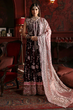 Niloufer by Mushq Embroidered Velvet Unstitched 3Pc Suit MV23-04 GOLNAR