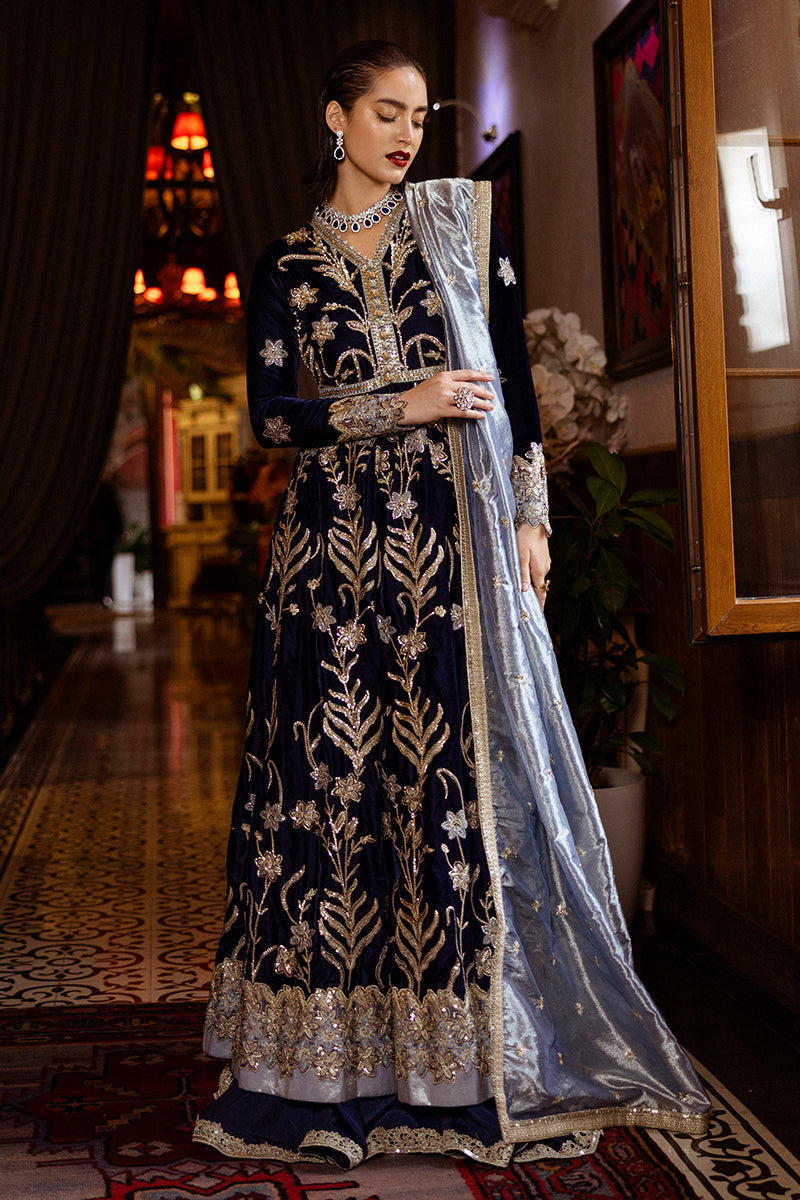Mushq Deja VU Embroidered Velvet Unstitched 3Pc Suit - Timeless Mirage