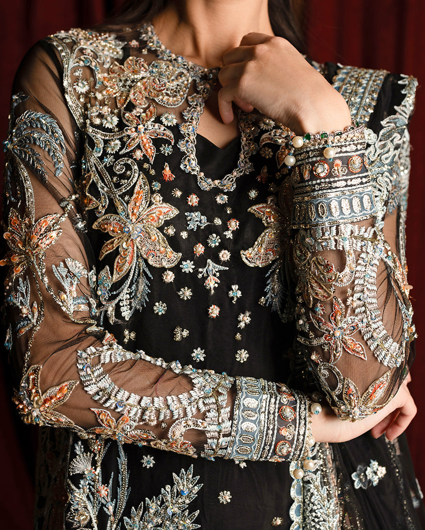 Mushq Darlings Embroidered Net Unstitched 3Pc Suit D-02 Malika