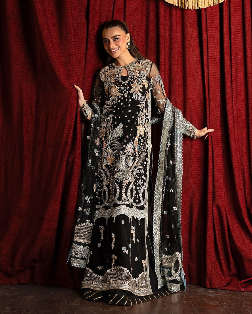 Mushq Darlings Embroidered Net Unstitched 3Pc Suit D-02 Malika