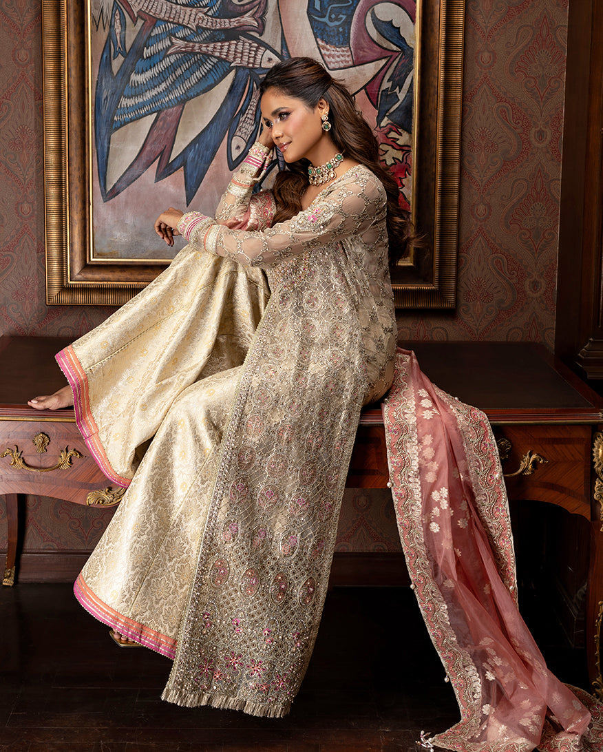Mushq Darlings Embroidered Organza Unstitched 3Pc Suit D-04 Jhilmil