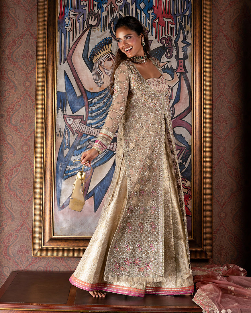 Mushq Darlings Embroidered Organza Unstitched 3Pc Suit D-04 Jhilmil