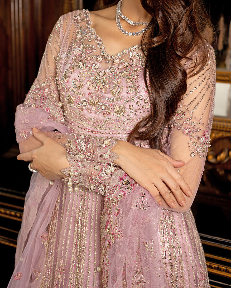 Mushq Darlings Embroidered Net Unstitched 3Pc Suit D-08 Geet