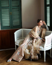 Mushq The Muse Embroidered Net Unstitched 3Pc Suit - Calarissa