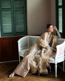 Mushq The Muse Embroidered Net Unstitched 3Pc Suit - Calarissa