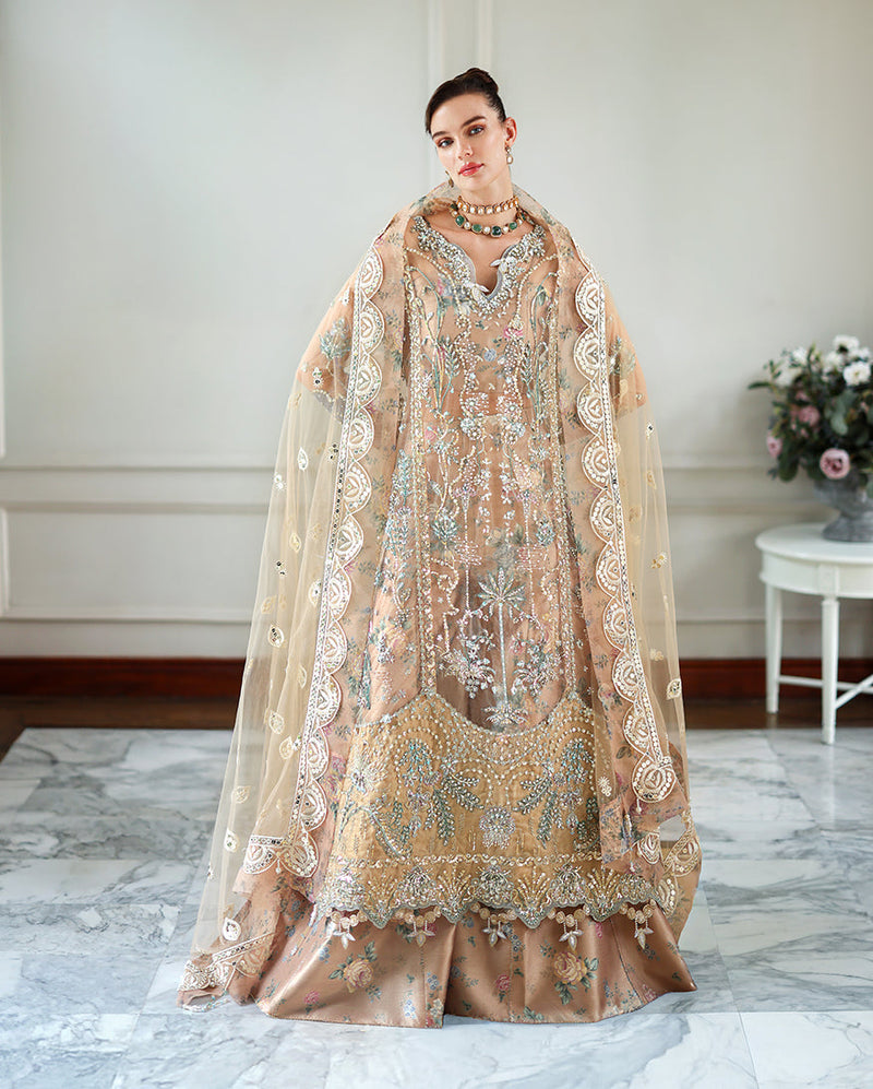 Mushq The Muse Embroidered Net Unstitched 3Pc Suit - Calarissa