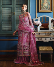 Mushq The Muse Embroidered Net Unstitched 3Pc Suit - Arwen
