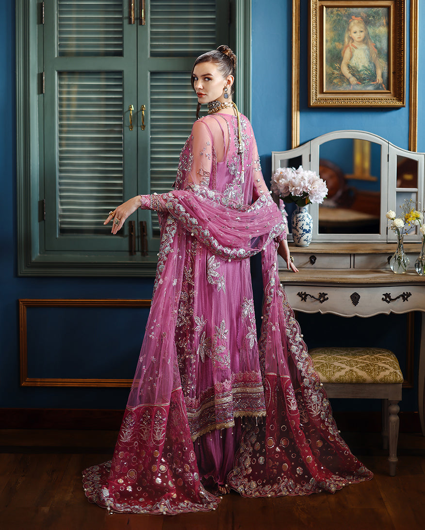 Mushq The Muse Embroidered Net Unstitched 3Pc Suit - Arwen